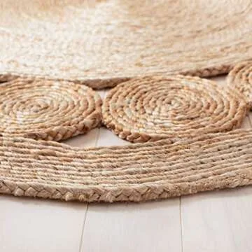SAFAVIEH Natural Fiber Round Collection 3' Round Natural NFB247A Handmade Boho Country Charm Jute Area Rug