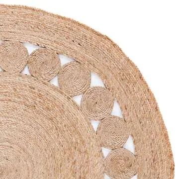SAFAVIEH Natural Fiber Round Collection 3' Round Natural NFB247A Handmade Boho Country Charm Jute Area Rug