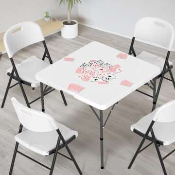 VINGLI 34" Fold in Half Square Table, Bi-Folding Commercial Table, Portable Plastic Dining Card Tabl...