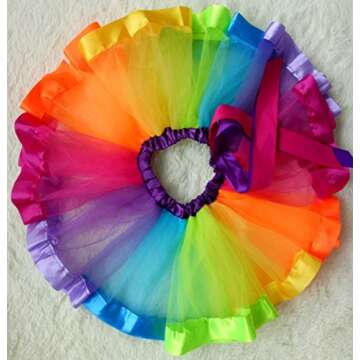 LYLKD Little Girls Layered Rainbow Tutu Skirts with Unicorn Horn Headband