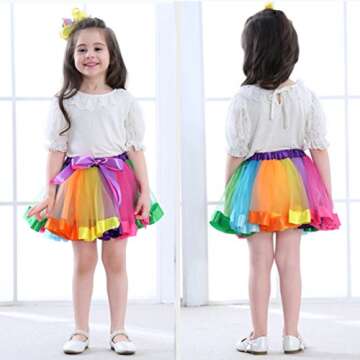 LYLKD Little Girls Layered Rainbow Tutu Skirts with Unicorn Horn Headband
