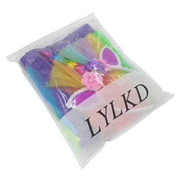 LYLKD Little Girls Layered Rainbow Tutu Skirts with Unicorn Horn Headband