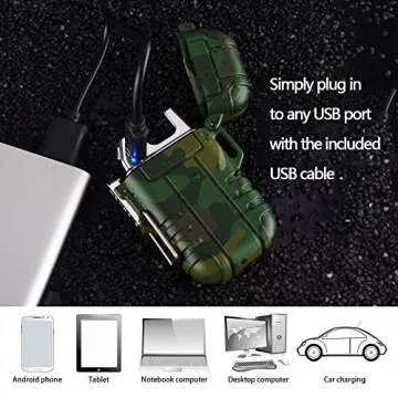 Plasma Dual Arc Electric Rechargeable Flameless Lighter Waterproof Windproof for Camping,Hiking,Outdoor Adventure (Red)