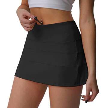 Husnainna High Waisted Pleated Tennis Skirt with Pockets - Perfect for Sport or Casual Wear