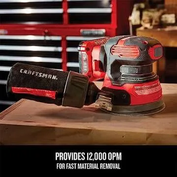 CRAFTSMAN V20 Orbital Sander, Cordless, 12,000 OPM, Bare Tool Only (CMCW220B)