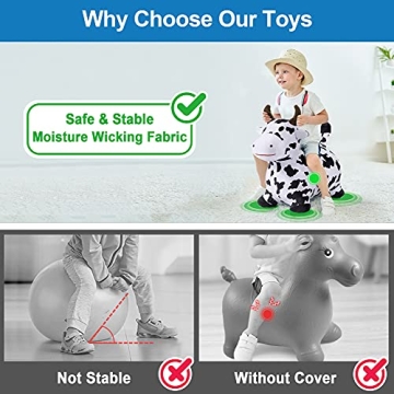 iPlay iLearn Bouncy Pals Hopping Cow Toy for Toddlers