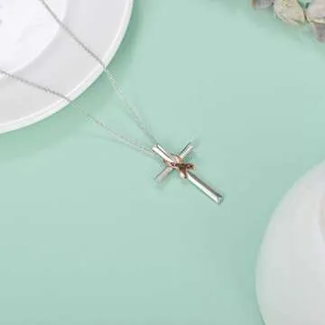 PEIMKO 925 Sterling Silver Breast Cancer Survivor Necklace for Women, Faith Hope Love Infinity Daisy Flower Cross Pendant Necklace Jewelry Birthday Gifts for Women