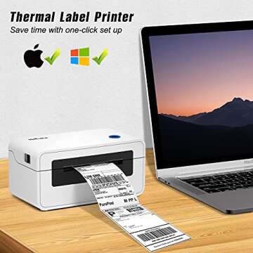 NefLaca Thermal Label Printer - with 4X6 100 Pcs Direct Thermal Shipping Labels for Shipping Packages Postage Home Small Business, Compatible with Etsy, Shopify,Ebay, Amazon, FedEx
