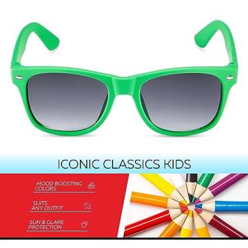 Retro Rewind Kids Sunglasses for Boys Girls Age 3-12 - Shatterproof Rubberized Frame UV400 Toddler C...
