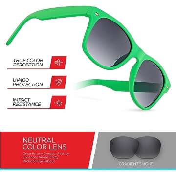 Retro Rewind Kids Sunglasses for Boys Girls Age 3-12 - Shatterproof Rubberized Frame UV400 Toddler Children Sun Glasses