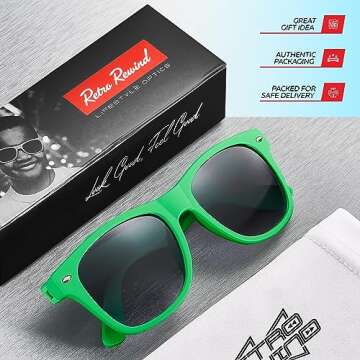 Retro Rewind Kids Sunglasses for Boys Girls Age 3-12 - Shatterproof Rubberized Frame UV400 Toddler Children Sun Glasses