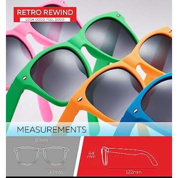 Retro Rewind Kids Sunglasses for Boys Girls Age 3-12 - Shatterproof Rubberized Frame UV400 Toddler Children Sun Glasses