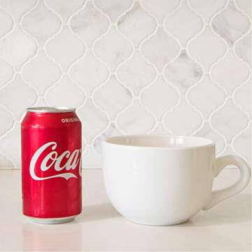 Serami Oversized Ceramic Coffee Mug with Handle - Large 22 oz Coffee Cup, Perfect for Latte, Cappuccino, Soup, Cereal - Ideal for Everyday Use - Ceramic Bowl Set, Large Coffee Mug Set (White 4 Pack)