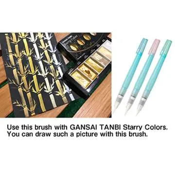 ArtMuseKitsMikash Kuretake Fude Water Brush Pen for Drawing Art for Lettering 3 Pens Set Small Size (S,M,L)