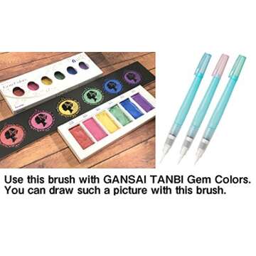 ArtMuseKitsMikash Kuretake Fude Water Brush Pen for Drawing Art for Lettering 3 Pens Set Small Size (S,M,L)