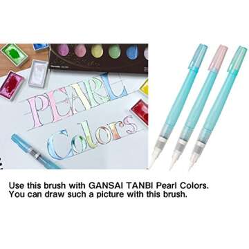 ArtMuseKitsMikash Kuretake Fude Water Brush Pen for Drawing Art for Lettering 3 Pens Set Small Size (S,M,L)