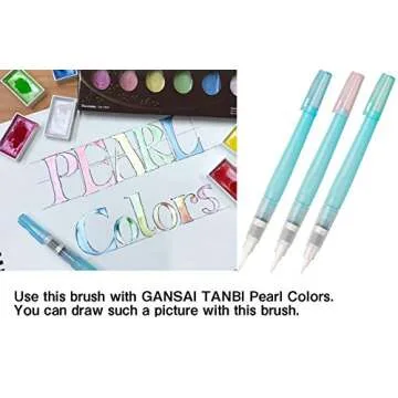 ArtMuseKitsMikash Kuretake Fude Water Brush Pen for Drawing Art for Lettering 3 Pens Set Small Size (S,M,L)