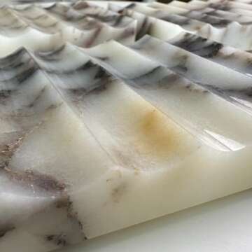 GHYFGD Natural Marble Soap Dish Rectangle Stone Soap Sponge Holder Tray for Bathroom, Kitchen, Sink (Calacatta Viola)