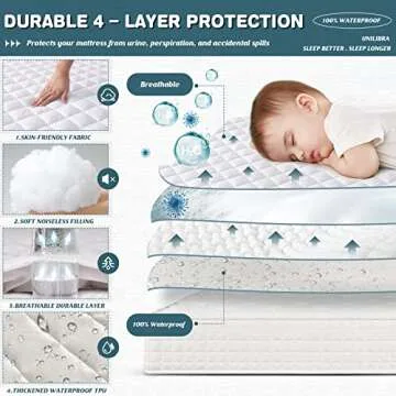 UNILIBRA King Mattress Cover Waterproof, Deep Pocket Mattress Pad Protector Fits to 6''-21'', Breathable Hollow Cotton Filling Quilted Mattress Protector for King Size