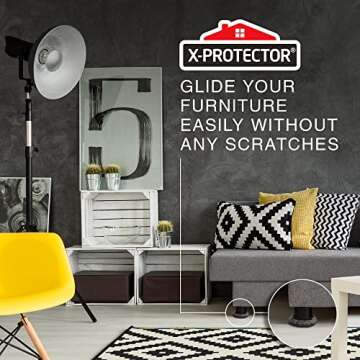 Furniture Sliders X-PROTECTOR - 4+4 Pack 5” - Multi-Surface Furniture Sliders for Carpet & Hard Floors - 4 Furniture Movers for Carpeted Floors and 4 Hardwood Socks - Move Your Furniture Easily!