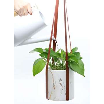 Elegant Vegan Leather Plant Hanger for Indoor Outdoor Decor