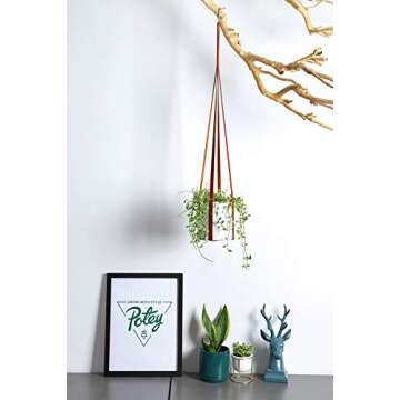 Elegant Vegan Leather Plant Hanger for Indoor Outdoor Decor