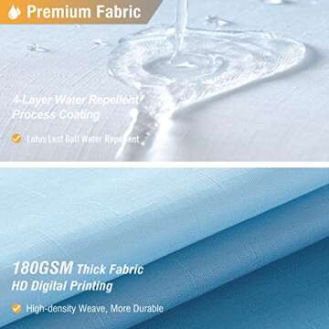 BTTN Blue Grey Fabric Shower Curtain - Ombre Linen Textured Weighted Shower Curtain Set with Hooks, ...