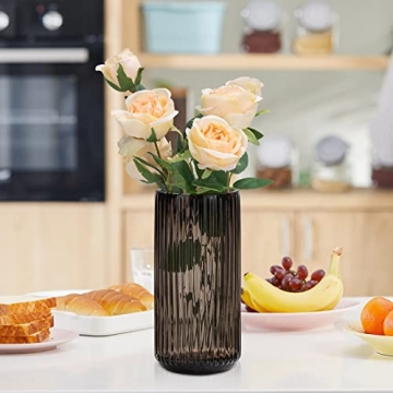 TIMEFOTO Flower Vase 9.7 inch Elegant Thick Glass Design