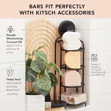 Kitsch Coconut Oil Deep-Moisturizing Hair Conditioner Bar | Made in US | Eco-friendly Daily Conditioner for Dry Hair | Nourishes & Restores Damaged Hair for Less Breakage | Paraben Free, 2.7 oz