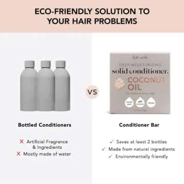 Kitsch Coconut Oil Deep-Moisturizing Hair Conditioner Bar | Made in US | Eco-friendly Daily Conditioner for Dry Hair | Nourishes & Restores Damaged Hair for Less Breakage | Paraben Free, 2.7 oz