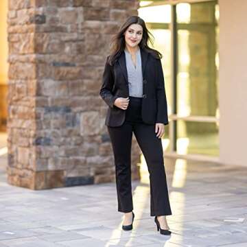 Marycrafts Women's 2 Buttons Business Blazer Pant Suit Set for Work 12 Black