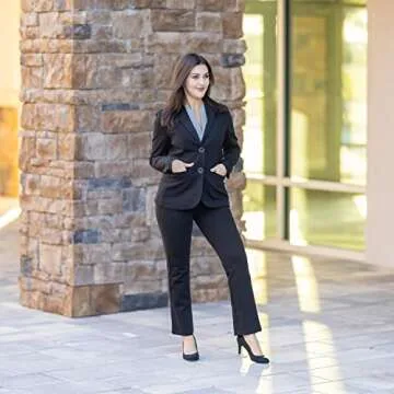 Marycrafts Women's 2 Buttons Business Blazer Pant Suit Set for Work 12 Black