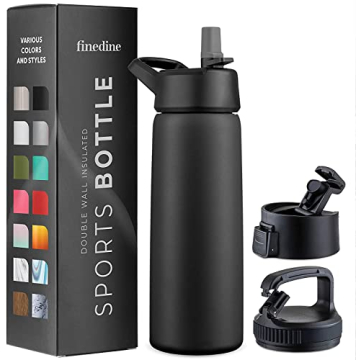 Insulated 25oz Water Bottle with 3 Lids - FineDine