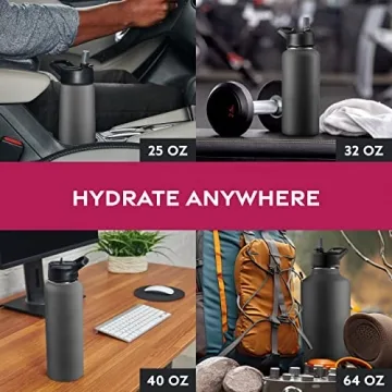 Insulated 25oz Water Bottle with 3 Lids - FineDine