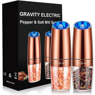 Gravity Electric Pepper and Salt Grinder Set - Effortless Seasoning Experience with Adjustable Coars...