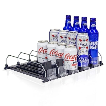 Mlesi Drink Organizer for Fridge | Refrigerator Bottle Can Organizer, Self-Pushing Soda Can Dispense...