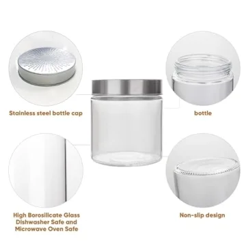 Stylish Flrolove Glass Storage Jars With Stainless Lids