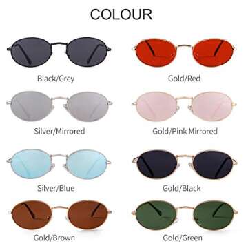 GIFIORE Oval Sunglasses for Women Men,Vintage Retro 90s Sunglasses Trendy Fashion Small Sun Glasses Unisex Stylish (Gold Frame Brown Lens)