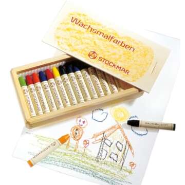 Stockmar Beeswax Stick Crayons in Wooden Case for Artists