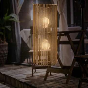 GIBMIDSER Solar Lanterns Outdoor Waterproof Hanging Rattan Weaving Solar Garden Lanterns Solar Power...