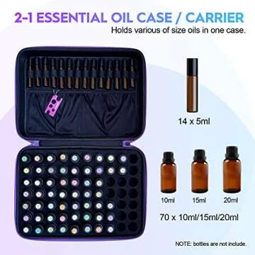 Premium Essential Oil Organizer Case for 70 Bottles