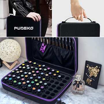 Essential Oil Organizer Storage Carrying Case for 70 Roller Bottles 5/10/15/20ml with Free Labels Opener, Young Living Oils Premium Aromatherapy Hand Travel Bag Suitable Nail Polish for Drawer