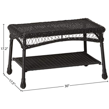 Jeco Wicker Conversation Set with Navy Cushions