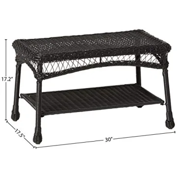 Jeco Wicker Conversation Set with Navy Cushions