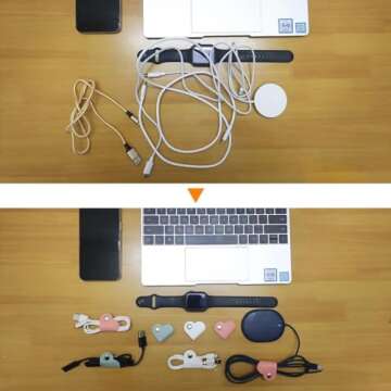 Heart Cord Organizer Earbud Holder Earphones Headphones Cable Winder Earbud Organizer, 3PCS PU Leather Cable Organizer Gifts for Men Women lover, Matcha Green/Pink/White