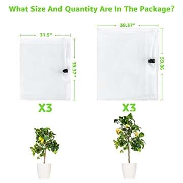 MIXC 6 Packs 2 Size Insect Netting Bag, Garden Bird Barrier Mesh Covers Bags With Drawstring, Bug Ne...