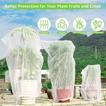 MIXC 6 Packs 2 Size Insect Netting Bag, Garden Bird Barrier Mesh Covers Bags With Drawstring, Bug Netting Plant Protection Covers Bags For Blueberry Tomato Vegetable Form Cicadas Bird Squirrels Eating