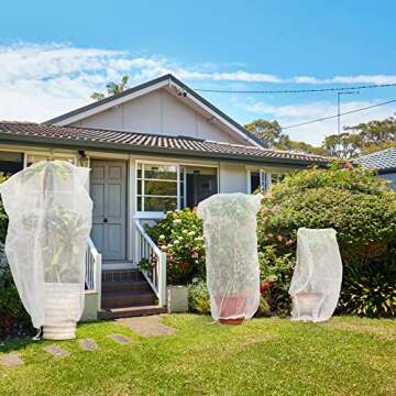 MIXC 6 Packs 2 Size Insect Netting Bag, Garden Bird Barrier Mesh Covers Bags With Drawstring, Bug Netting Plant Protection Covers Bags For Blueberry Tomato Vegetable Form Cicadas Bird Squirrels Eating