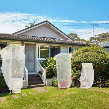 MIXC 6 Packs 2 Size Insect Netting Bag, Garden Bird Barrier Mesh Covers Bags With Drawstring, Bug Netting Plant Protection Covers Bags For Blueberry Tomato Vegetable Form Cicadas Bird Squirrels Eating