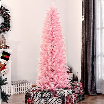 Stylish HOMCOM 6ft Pink Christmas Tree for Holidays